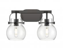 Innovations Lighting 423-2W-BK-G410-6CL - Pilaster II Sphere - 2 Light - 17 inch - Matte Black - Bath Vanity Light