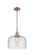 Innovations Lighting 447-1S-AC-G74-L-LED - Bell - 1 Light - 12 inch - Antique Copper - Mini Pendant