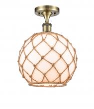  516-1C-AB-G121-10RB - Farmhouse Rope - 1 Light - 10 inch - Antique Brass - Semi-Flush Mount