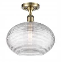 Innovations Lighting 516-1C-AB-G555-12CL - Ithaca - 1 Light - 12 inch - Antique Brass - Semi-Flush Mount