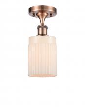 Innovations Lighting 516-1C-AC-G341-LED - Hadley - 1 Light - 5 inch - Antique Copper - Semi-Flush Mount