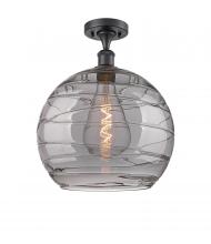 Innovations Lighting 516-1C-BK-G1213-14SM - Athens Deco Swirl - 1 Light - 14 inch - Matte Black - Semi-Flush Mount