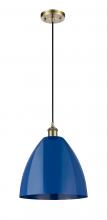 Innovations Lighting 516-1P-AB-MBD-12-BL - Plymouth - 1 Light - 12 inch - Antique Brass - Cord hung - Mini Pendant