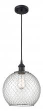  516-1P-BK-G122-10CSN - Farmhouse Chicken Wire - 1 Light - 10 inch - Matte Black - Cord hung - Mini Pendant