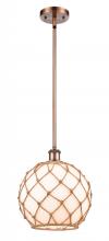 Innovations Lighting 516-1S-AC-G121-10RB - Farmhouse Rope - 1 Light - 10 inch - Antique Copper - Mini Pendant