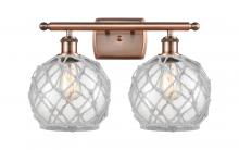 Innovations Lighting 516-2W-AC-G122-8RW - Farmhouse Rope - 2 Light - 18 inch - Antique Copper - Bath Vanity Light