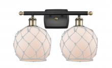 Innovations Lighting 516-2W-BAB-G121-8RW - Farmhouse Rope - 2 Light - 18 inch - Black Antique Brass - Bath Vanity Light