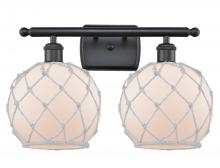 Innovations Lighting 516-2W-BK-G121-8RW - Farmhouse Rope - 2 Light - 18 inch - Matte Black - Bath Vanity Light