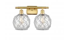  516-2W-SG-G122-8RW - Farmhouse Rope - 2 Light - 18 inch - Satin Gold - Bath Vanity Light