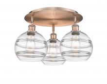  516-3C-AC-G556-8CL - Rochester - 3 Light - 20 inch - Antique Copper - Flush Mount