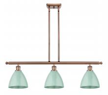  516-3I-AC-MBD-75-SF - Plymouth - 3 Light - 36 inch - Antique Copper - Cord hung - Island Light