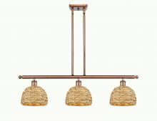 Innovations Lighting 516-3I-AC-RBD-8-NAT - Woven Rattan - 3 Light - 36 inch - Antique Copper - Multi Pendant