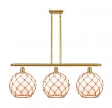  516-3I-SG-G121-10RB - Farmhouse Rope - 3 Light - 37 inch - Satin Gold - Cord hung - Island Light