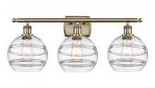  516-3W-AB-G556-8CL - Rochester - 3 Light - 28 inch - Antique Brass - Bath Vanity Light