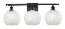 Innovations Lighting 516-3W-BK-G1216-8WM - White Mouchette - 3 Light - 28 inch - Matte Black - Bath Vanity Light