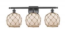  516-3W-OB-G121-8RB - Farmhouse Rope - 3 Light - 28 inch - Oil Rubbed Bronze - Bath Vanity Light