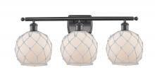  516-3W-OB-G121-8RW - Farmhouse Rope - 3 Light - 28 inch - Oil Rubbed Bronze - Bath Vanity Light