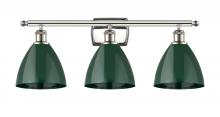  516-3W-PN-MBD-75-GR - Plymouth - 3 Light - 28 inch - Polished Nickel - Bath Vanity Light