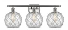  516-3W-SN-G122-8RW - Farmhouse Rope - 3 Light - 28 inch - Brushed Satin Nickel - Bath Vanity Light