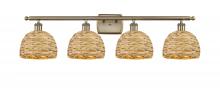 Innovations Lighting 516-4W-AB-RBD-8-NAT - Woven Rattan - 4 Light - 38 inch - Antique Brass - Bath Vanity Light