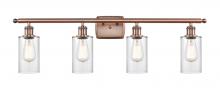  516-4W-AC-G802 - Clymer - 4 Light - 34 inch - Antique Copper - Bath Vanity Light