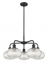 Innovations Lighting 516-5CR-BK-G555-8CL - Ithaca - 5 Light - 26 inch - Matte Black - Chandelier