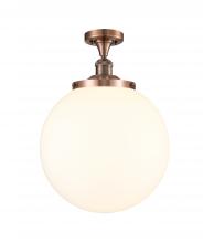 Innovations Lighting 517-1CH-AC-G201-14 - Beacon - 1 Light - 14 inch - Antique Copper - Semi-Flush Mount