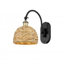 Innovations Lighting 518-1W-BAB-RBD-8-NAT - Woven Rattan - 1 Light - 8 inch - Black Antique Brass - Sconce