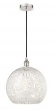  616-1P-PN-G1216-14WM - White Mouchette - 1 Light - 14 inch - Polished Nickel - Cord Hung - Pendant