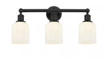  616-3W-BK-G559-5GWH - Bridal Veil - 3 Light - 23 inch - Matte Black - Bath Vanity Light