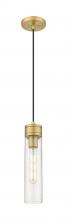  617-1P-BB-G617-11SDY - Boreas - 1 Light - 3 inch - Brushed Brass - Cord Hung - Mini Pendant