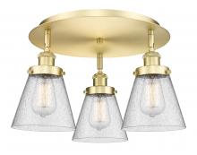 Innovations Lighting 916-3C-SG-G64 - Cone - 3 Light - 18 inch - Satin Gold - Flush Mount