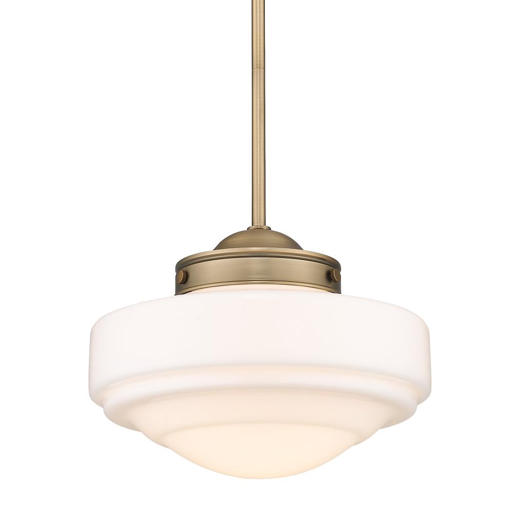 Ingalls Medium Pendant in Modern Brass and Vintage Milk Glass Shade