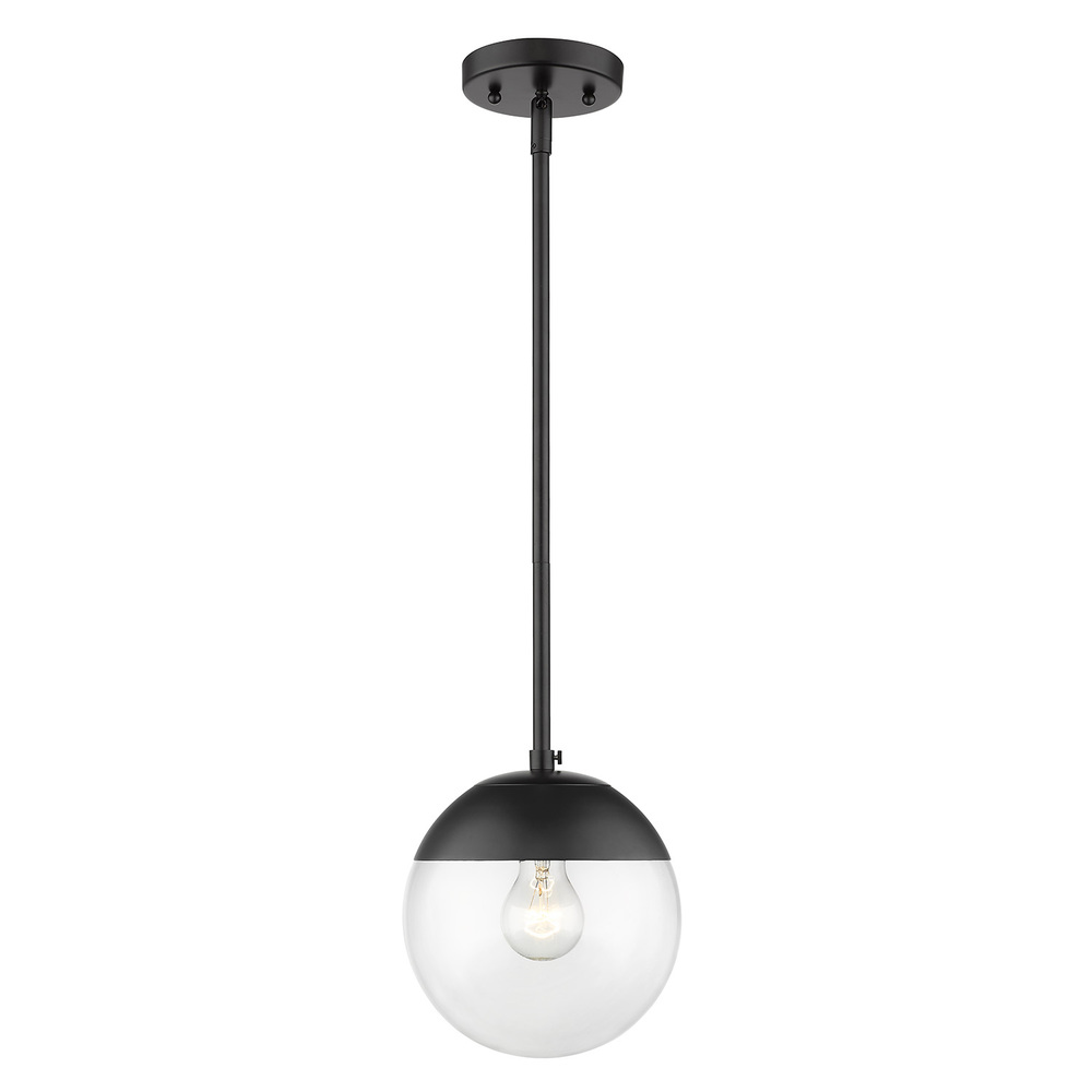 Dixon Small Pendant in Matte Black with Clear Glass and Matte Black Cap