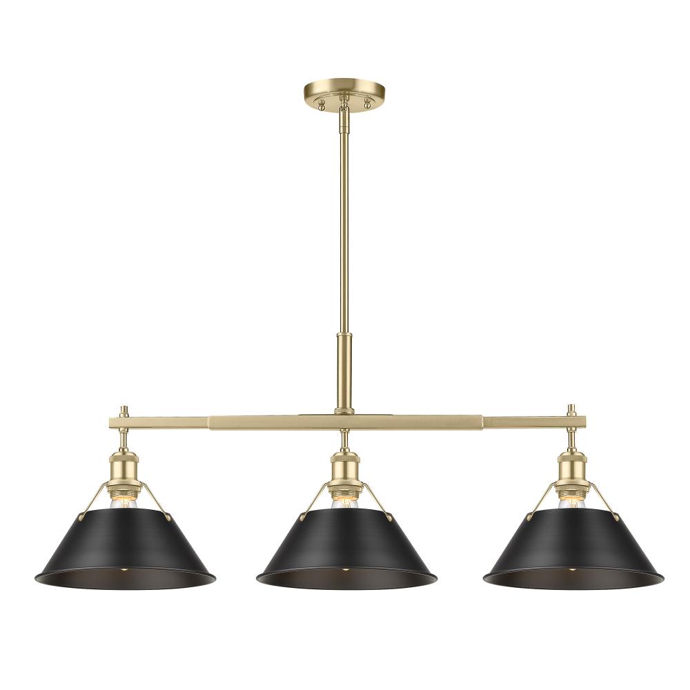 Orwell 3-Light Linear Pendant in Brushed Champagne Bronze with Matte Black