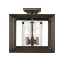 Golden 2073-SF12 GMT-CLR - Smyth Semi-Flush (Low Profile) in Gunmetal Bronze with Clear Glass