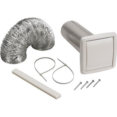 Wall Ducting Kit — 5' of 4 in. diameter flexible foil duct, white wall cap for 4 in. round duct,