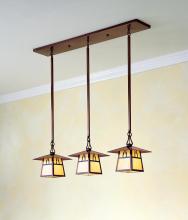 Arroyo Craftsman CICH-8/3DRM-BZ - 8" carmel 3 light in-line chandelier with dart overlay