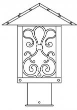 Arroyo Craftsman TRP-9ASAM-BK - 9" timber ridge post mount with ashbury  filigree