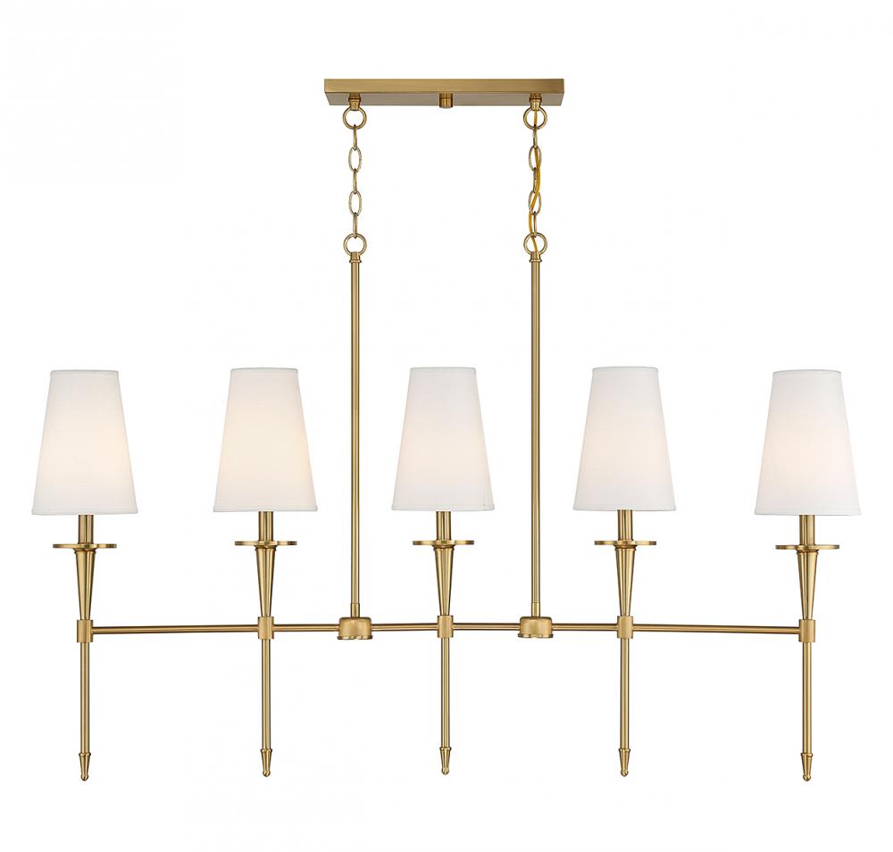 Trundle 5-Light Linear Chandelier in Warm Brass