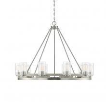 Lighting One US V6-L1-7602-10-165 - Lynwood 10-Light Chandelier in Satin Nickel with Greywood