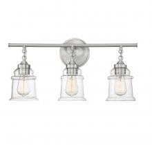 Lighting One US V6-L8-8055-3-SN - Fuller 3-Light Bathroom Vanity Light in Satin Nickel