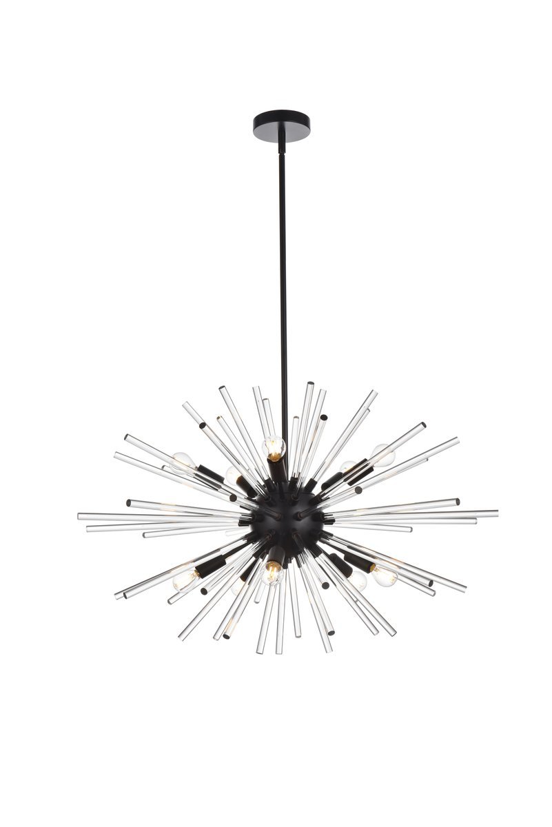 Sienna 36 Inch Crystal Rod Pendant in Black