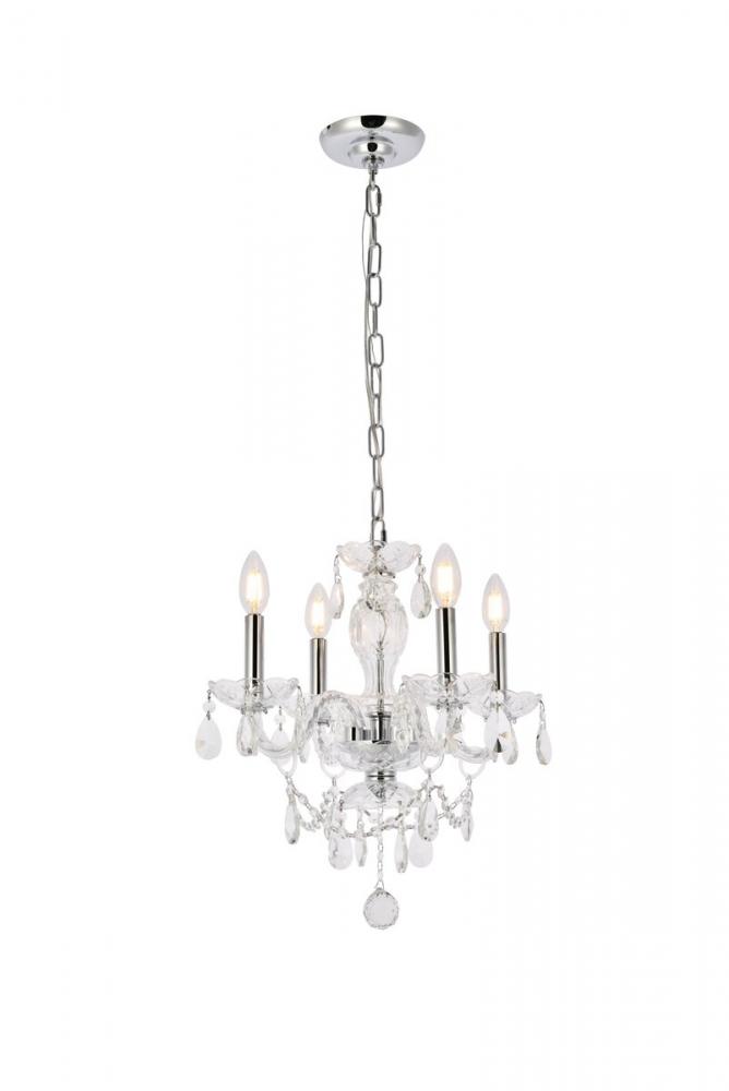 Princeton 4 Light Chrome Pendant Clear Royal Cut Crystal