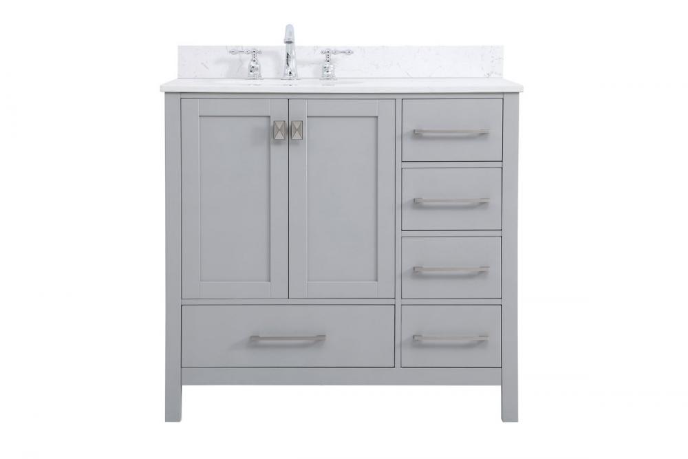 36 Inch Single Bathroom Vanity in Gray with Backsplash