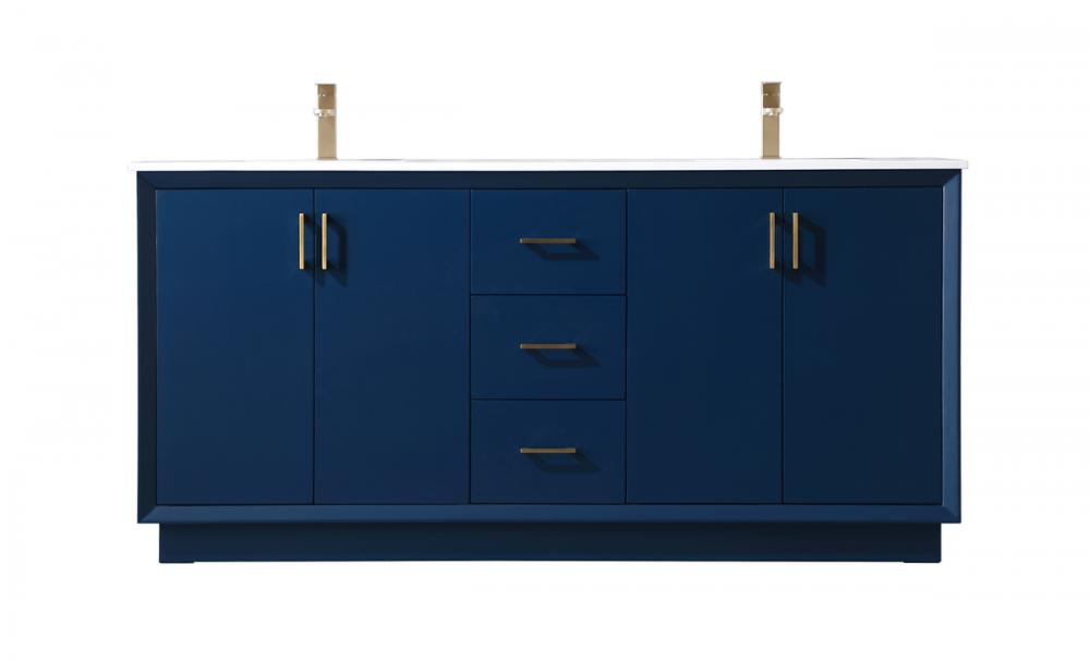 72 Inch Double Bathroom Vanity in Blue