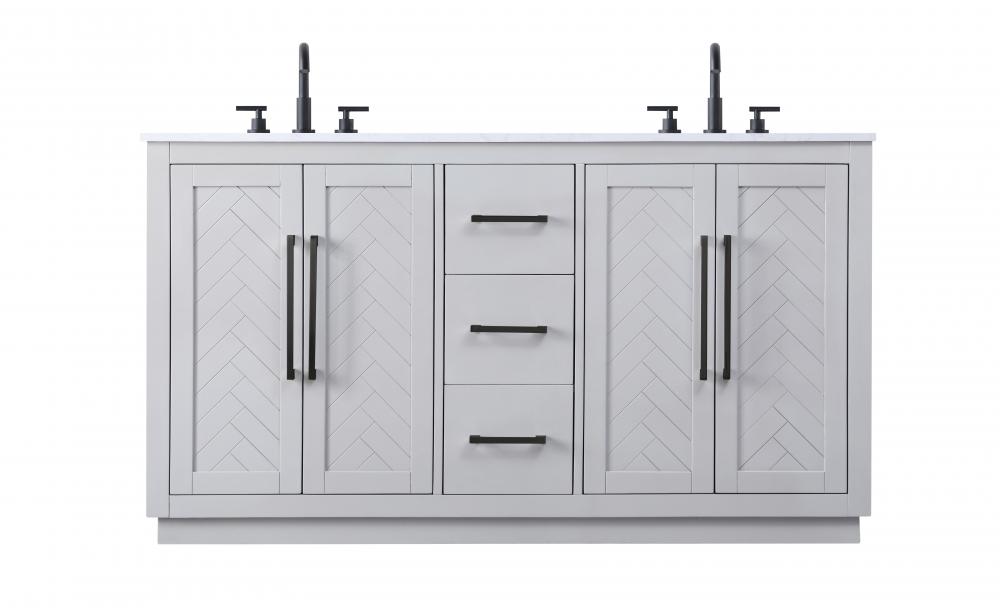 60 inch Double Bathroom Vanity in Grey