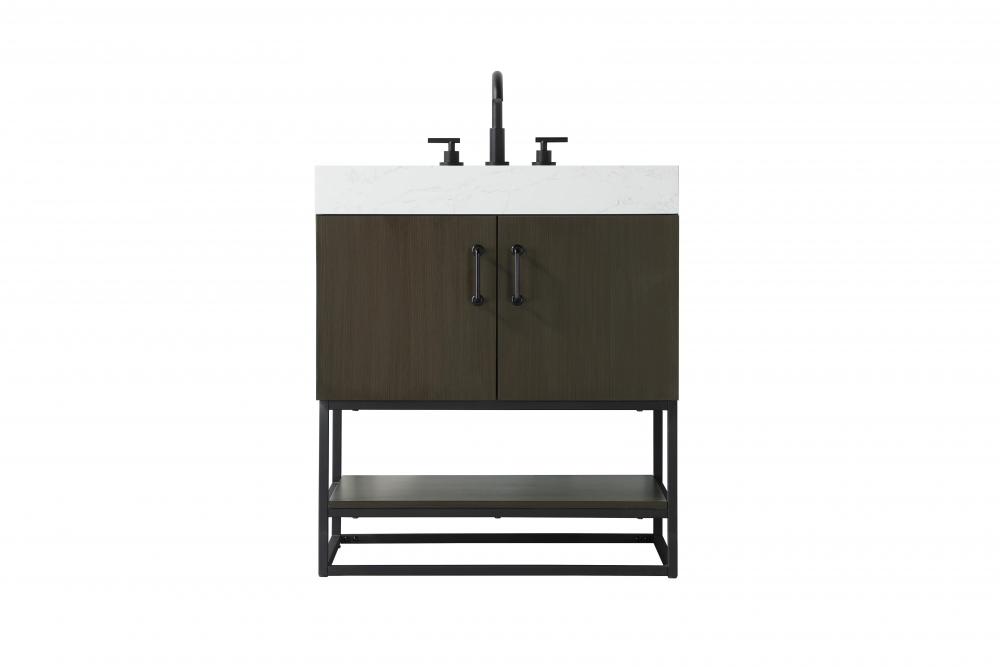 30 inch Single Bathroom Vanity in Mocha Brown