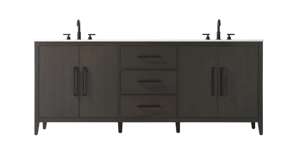 84 inch Double Bathroom Vanity in Mocha Brown