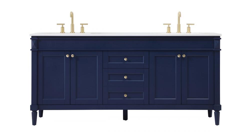 72 Inch Double Bathroom Vanity in Blue